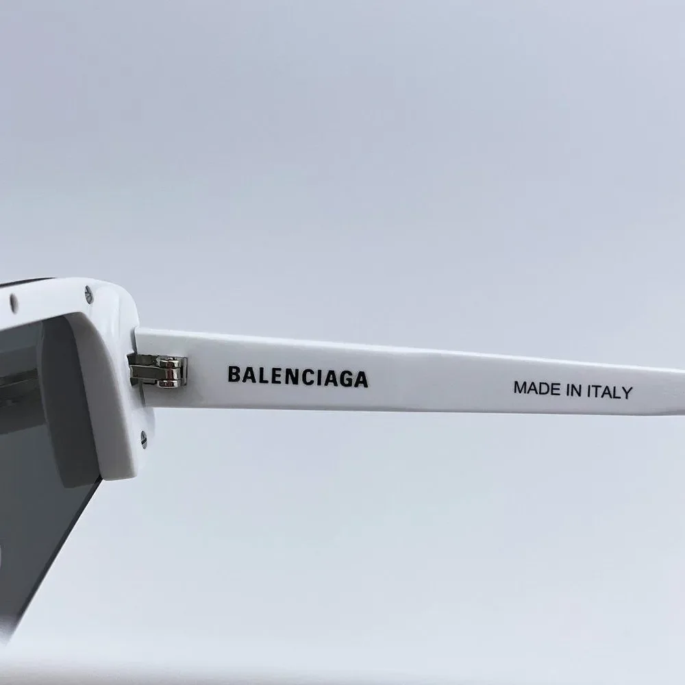 Balenciaga BB0003S 002 Sunglasses White Silver Grey Mirrored Unisex